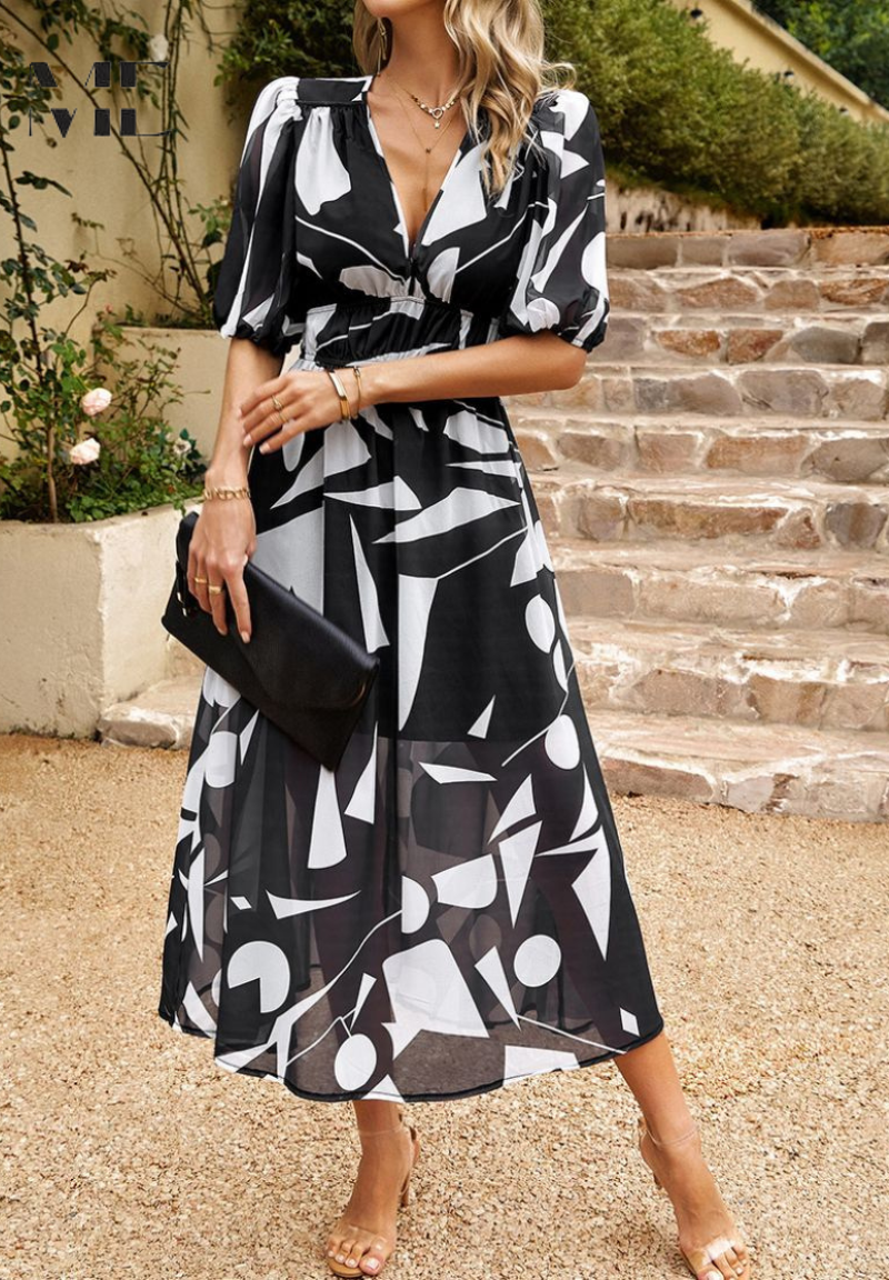 Aria Women's Abstract Print Belted Midi Dress Collection