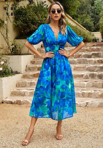Aria Women's Abstract Print Belted Midi Dress Collection